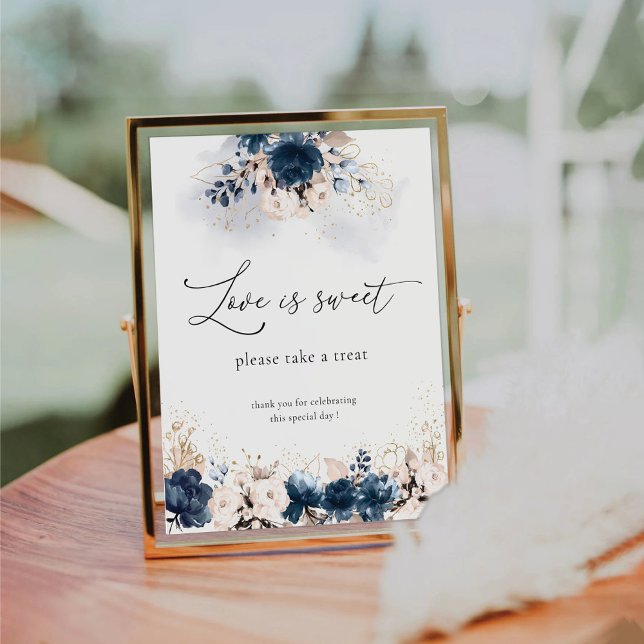 De Table Bleu marine et Dusty Rose L'amour est doux signe (Créateur téléchargé)