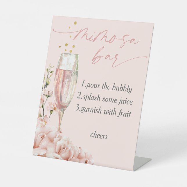 De Table Calligraphie florale moderne chic mimosa signe bar (Recto)