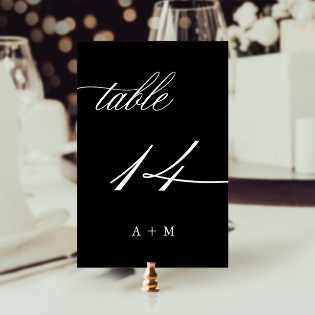 De Table Calligraphie Romantique Mariage Numéro 14, Noir (Créateur téléchargé)