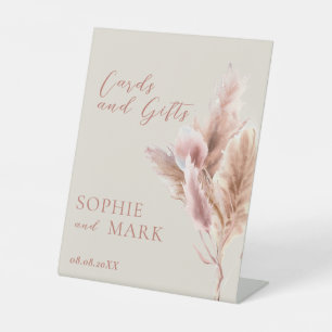 De Table Carte d'aquarelle Boho Pampas Grass et signe cadea