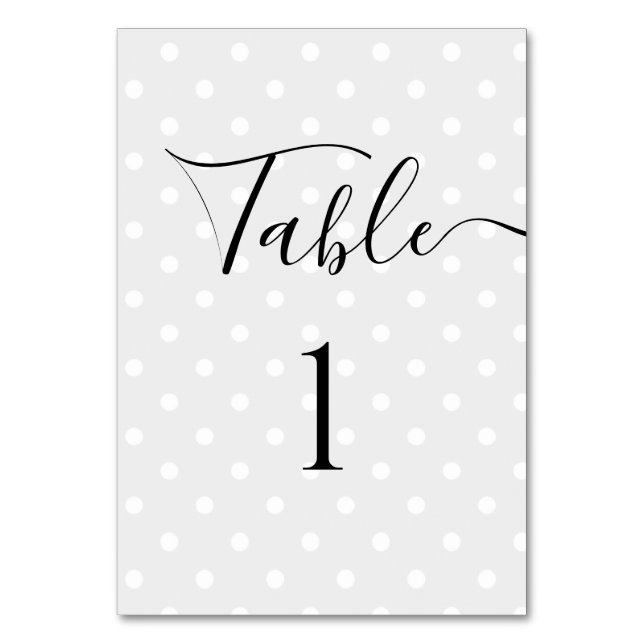 De Table CHANGER LE NUMÉRO - Rétro Polkadots Calligraphie G (Dos)