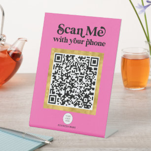 De Table Chaud rose moderne code QR tendance signe d'affair