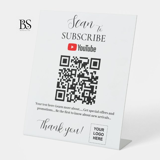 De Table Code QR Youtube Abonnez-vous SIGNE CENTRALE (QR code Youtube Subscribe Pedestal Sign)