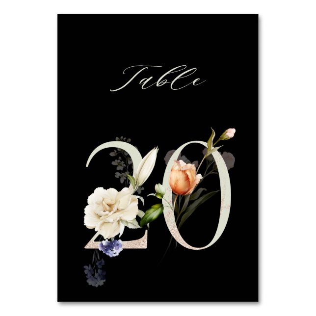 De Table Élégant Botanique Floral Numéro 20, Noir (Par défaut)
