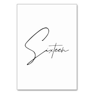 De Table Élégant Mariage calligraphique Tableau 16 Numéro d