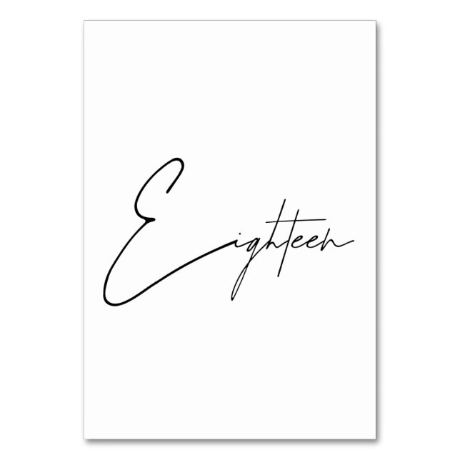 De Table Élégant Mariage calligraphique Tableau 18 Numéro d (Par défaut)