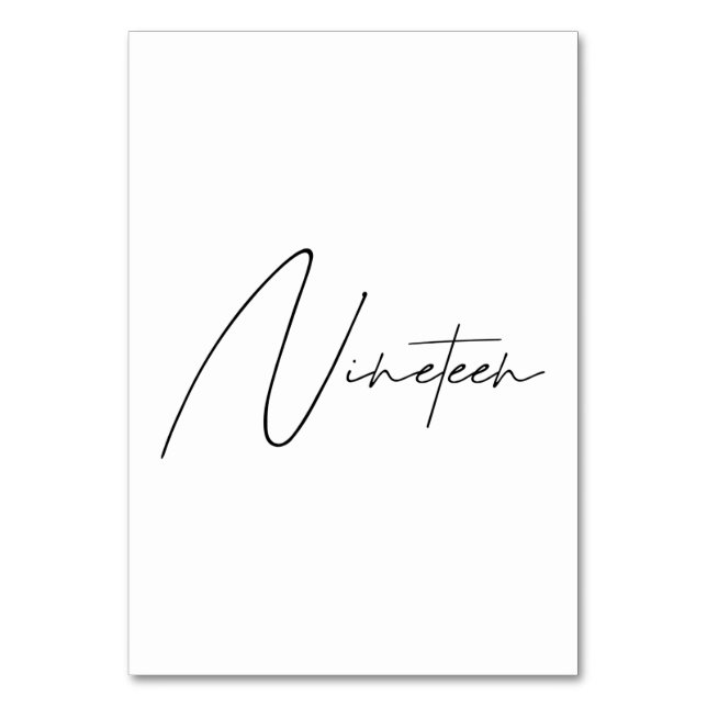 De Table Élégant Mariage calligraphique Tableau 19 Numéro d (Par défaut)