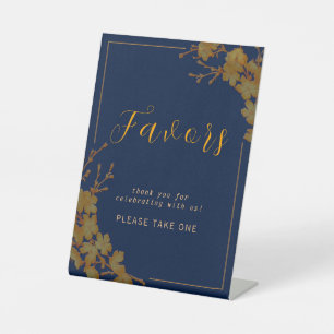 De Table Élégant or floral marine bleu Faveur signe