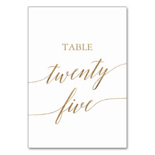 De Table Élégante calligraphie Or Tableau Numéro Vingt-cinq