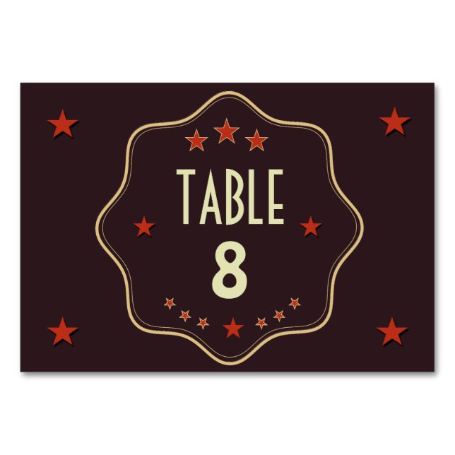 De Table Étiquette Rétro Numéro Classique Personnalisée (Devant)
