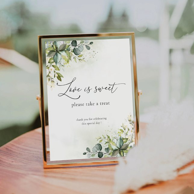 De Table Eucalyptus Vert Floral L'amour est doux signe (Créateur téléchargé)