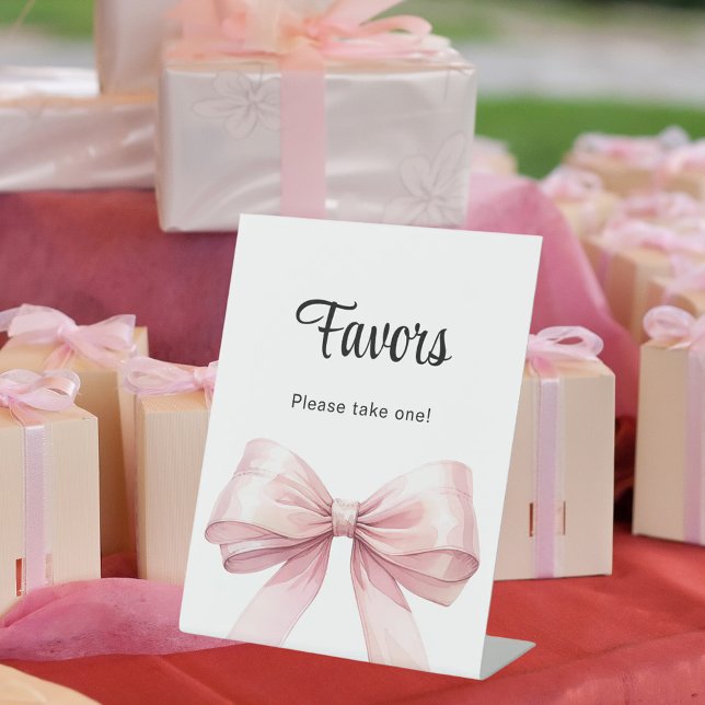 De Table Favor signe ruban rose blanc (Créateur téléchargé)