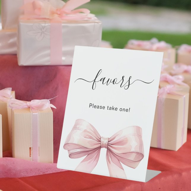 De Table Favor signe ruban rose blanc (Créateur téléchargé)