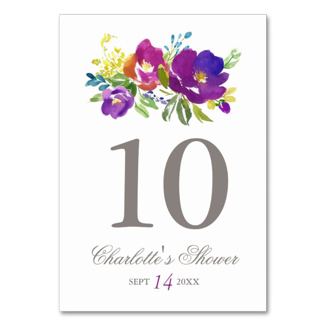De Table Fête des mariées florale violet romantique Numéro  (Par défaut)