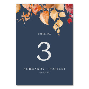 De Table Feuilles automnales   Navy Blue & Burgundy Numéro 