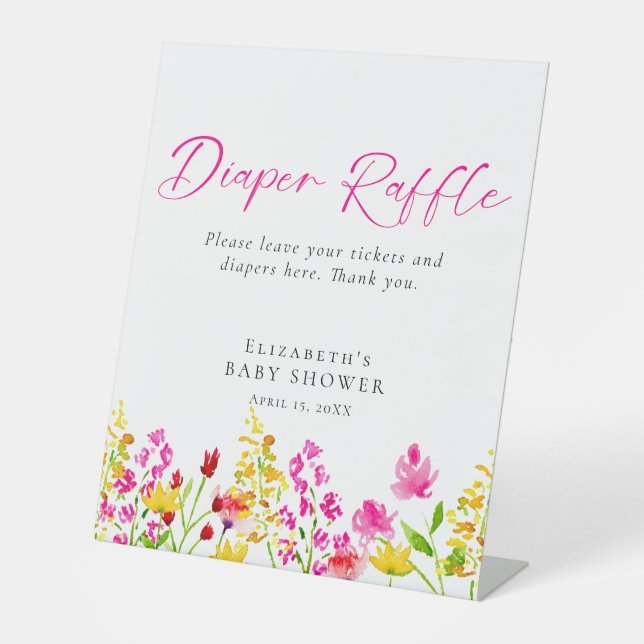 De Table Fleur sauvage Baby shower Déchets Signe personnali (Recto)