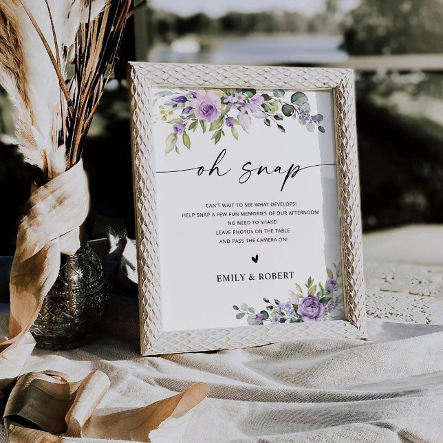 De Table Fleurs Violettes Romantiques Signe "Oh Snap" pour  (Créateur téléchargé)