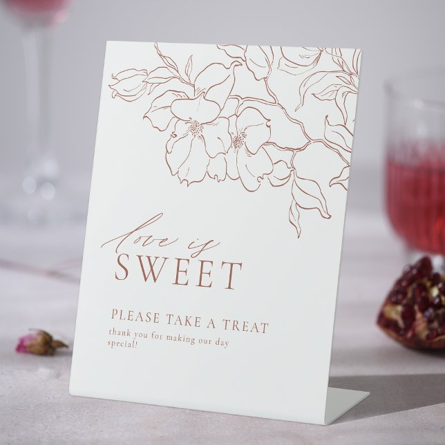 De Table Floral terre cuite L'amour est doux Mariage signe  (Floral terracotta Love is Sweet Wedding favor sign)