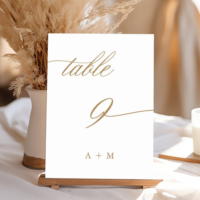 De Table Gold Romantic Calligraphy Mariage numéro 9, (Créateur téléchargé)