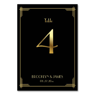 De Table Grand Gatsby Art Déco Tableau Numéro 4 Or Noir