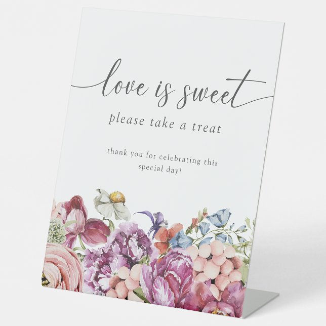 De Table L'amour floral est un doux signe (Colorful Floral Jewel Tone Love is Sweet Sign by Painted Paperie
)