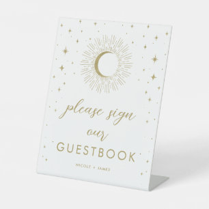 De Table Livre d'or Éclat Céleste Étoiles en Or Blanc Signe