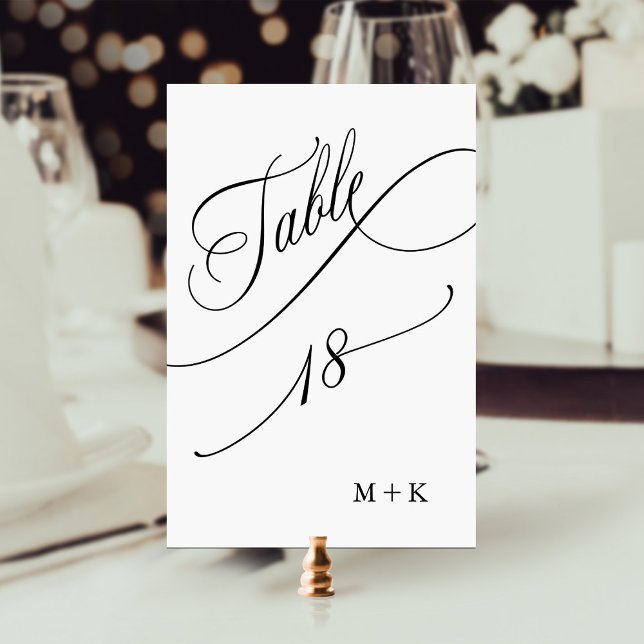 De Table Luxueux Script Mariage Noir et Blanc Numéro 18, (Créateur téléchargé)