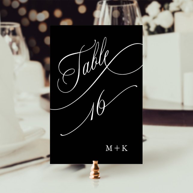 De Table Mariage Calligraphie Luxueuse Numéro 16, Noir (Créateur téléchargé)