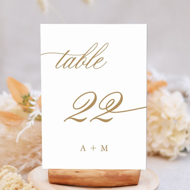 De Table Mariage Calligraphie Romantique Or Numéro 22, (Créateur téléchargé)