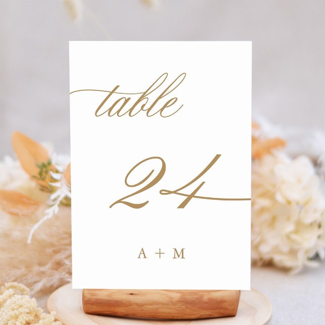 De Table Mariage Calligraphie Romantique Or Numéro 24, (Créateur téléchargé)