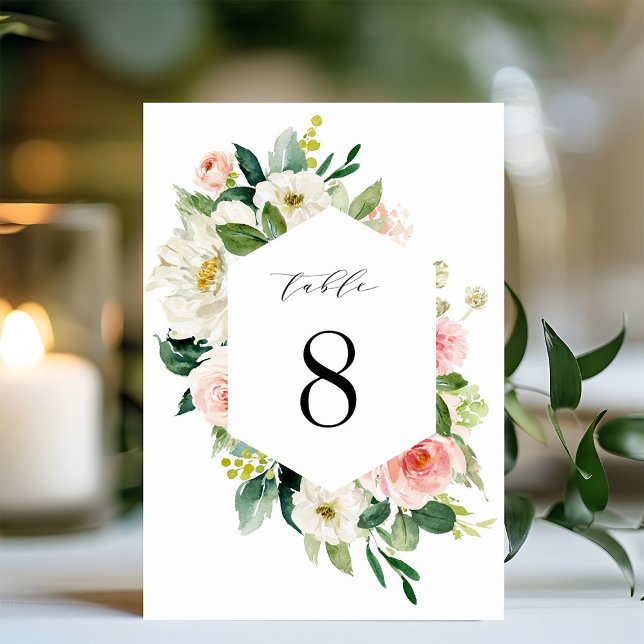 De Table Mariage floral à fleurs blanches Numéro du tableau (Créateur téléchargé)