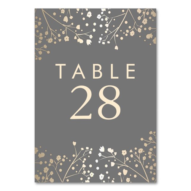 De Table Mariage Gold Foil Breath Baby's Breath Grey Numéro (Par défaut)
