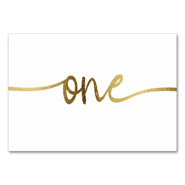 De Table Mariage numéro un en texte or blanc (Devant)