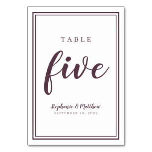 De Table Mariage simple violet et blanc Numéro du tableau C
