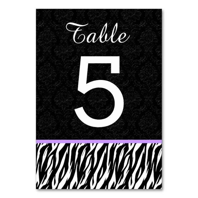 De Table Mariage ZEBRA Tableau Numéro 5 avec PURPLE (Par défaut)