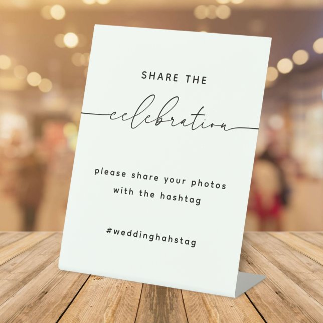 De Table Modern Partagez l'amour mariage hashtag signe (Créateur téléchargé)