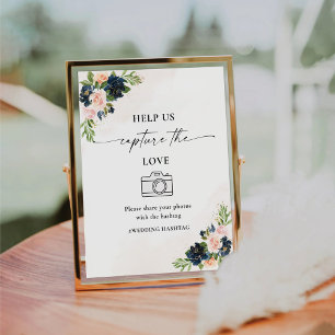 De Table Navy & Blush Pink Aidez-Nous À Capturer Le Signe D