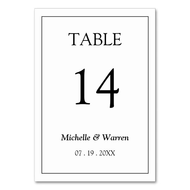 De Table Noir & Blanc Numéro Modifiable (Par défaut)