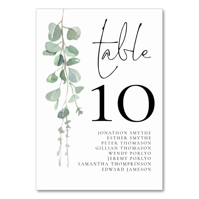 De Table Noms des invités Mariages Eucalyptus 3.5x5 Numéro  (Par défaut)