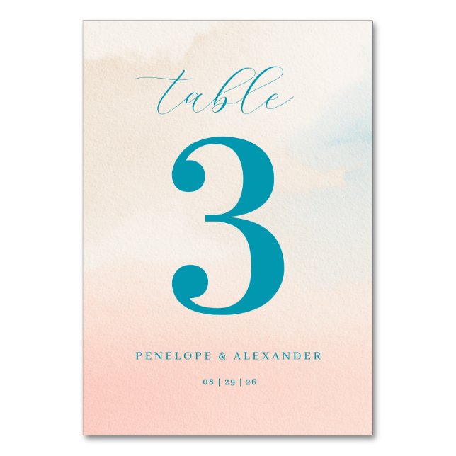 De Table Numéro Aquarelle Serein Turquoise (Par défaut)