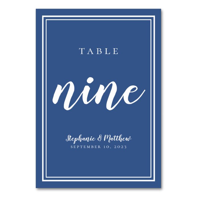 De Table Numéro NEUF Mariage Classique Simple Bleu Blanc (Par défaut)