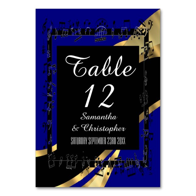 De Table Numéro personnalisé bleu marine, noir et or (Par défaut)