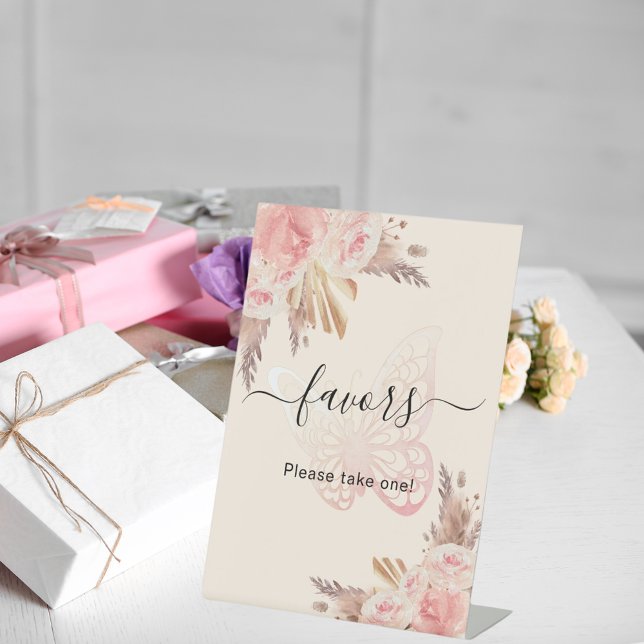 De Table Papillon rose rose pampas beige en faveur signe (Créateur téléchargé)