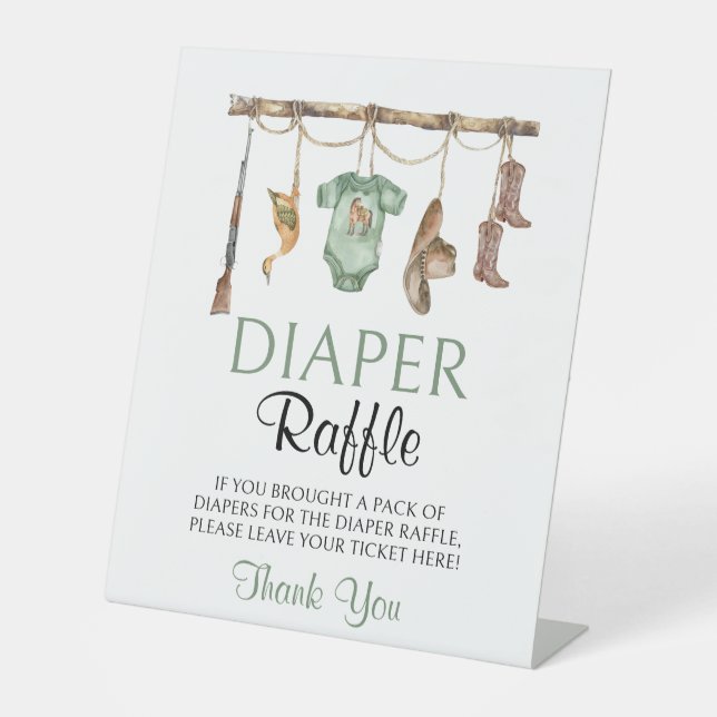 De Table Petit chasseur Baby shower Déchets Signe Raffle (Recto)