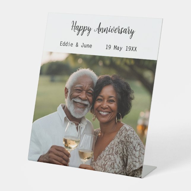 De Table Photo Anniversaire moderne Cachet signe blanc (Recto)