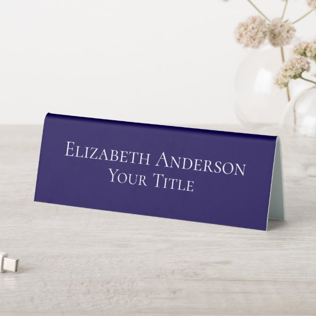 De Table Plaque nominative bleu marine simple (En SItu (Tableau))