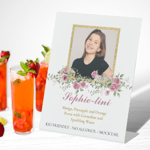 De Table Rose rose et or Floral Boisson Menu Signe photo