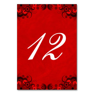 De Table Rouge foncé Goth Floral Réception Tableau Numéro C