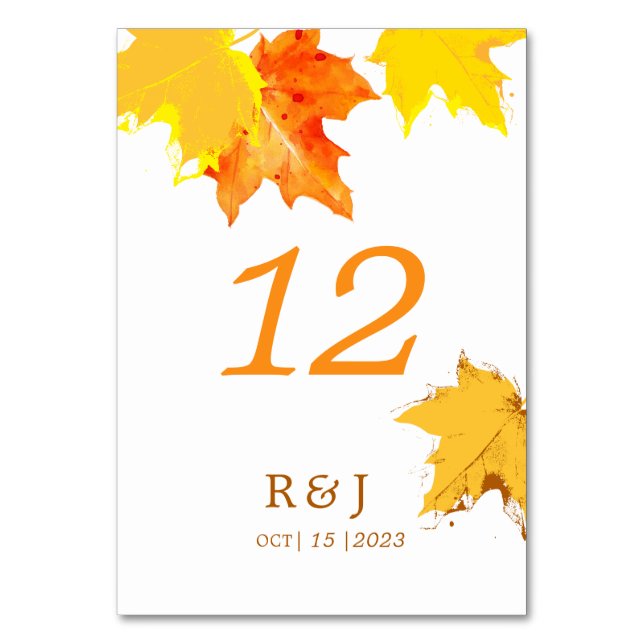 De Table Rustic Automne automne dans l'amour Mariage Numéro (Dos)