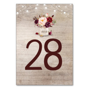 De Table Rustique Bourgogne Floral Mariage Tableau Numéro C